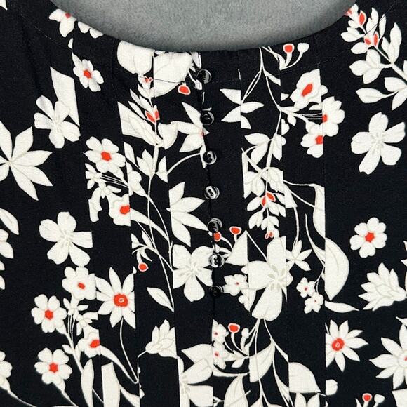 J Jill Wearever Collection Dress Womens Medium Black Floral Short Sleeve Stretch - Picture 5 of 14